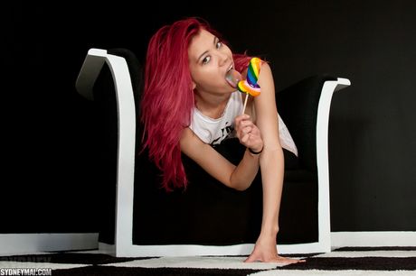 Asian amateur Sydney Mai shows her big butt and toys her pussy in a solo