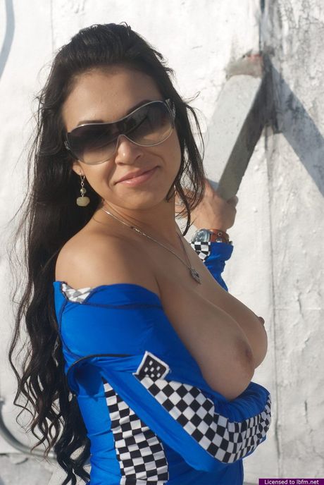 Asian amateur girl with glasses strips and shows her pierced pussy