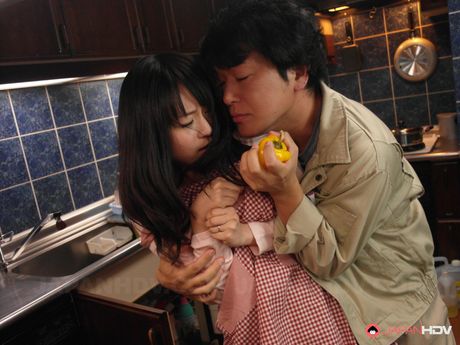 Nozomi Hazuki with big boobs sucks cock and gets cum in her mouth.